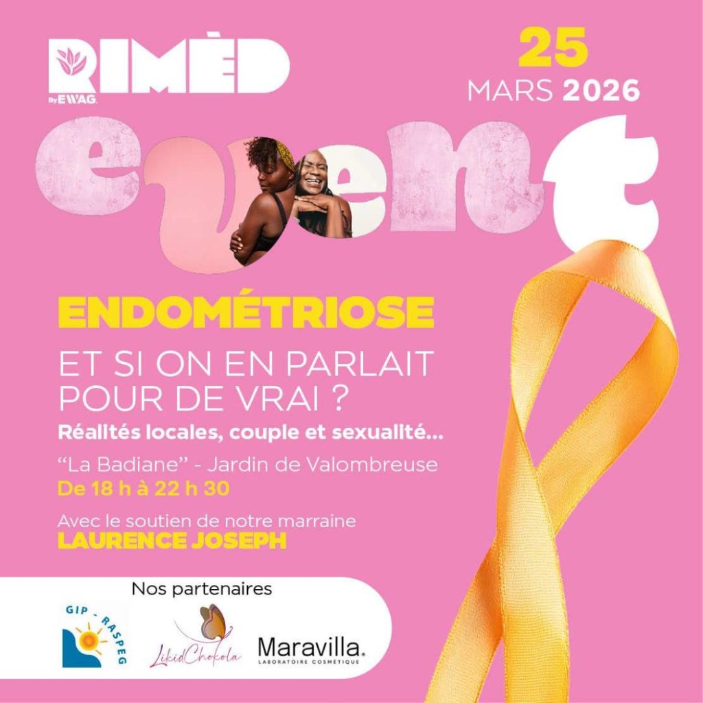 Affiche de la soirée de sensibilisation à l'endométriose organisée par le magazine Rimèd avec Hystérie Collective