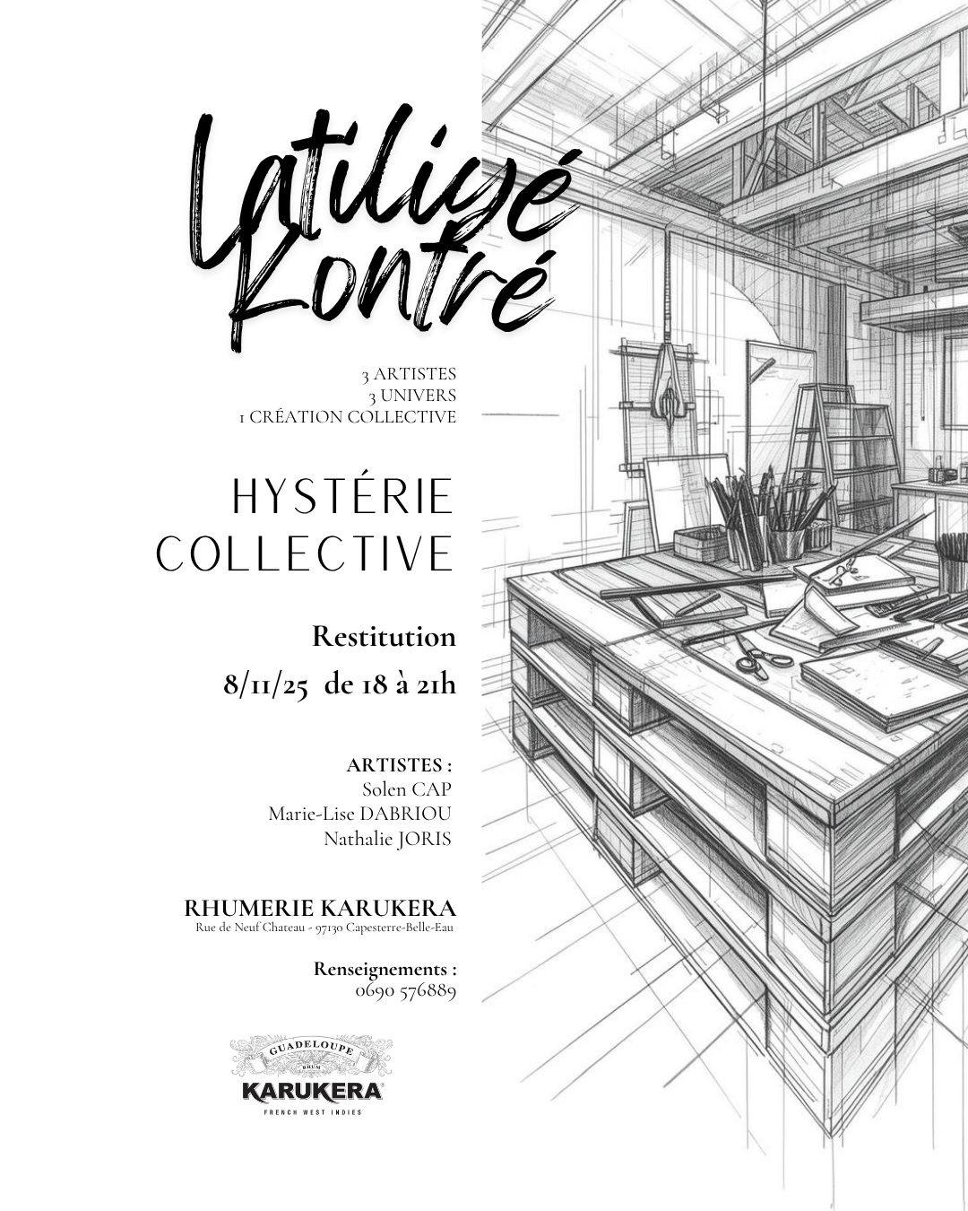 Affiche de la résidence artistique de novembre 2025 lors de laquelle Hystérie Collective a été créée