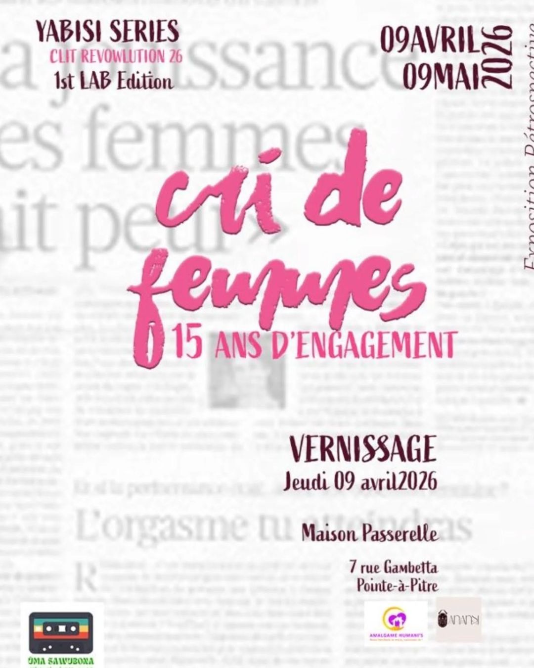 Affiche de la soirée de sensibilisation à l'endométriose organisée par le magazine Rimèd, à laquelle participait Hystérie Collective. Un événement engagé pour informer et sensibiliser le public aux maladies gynécologiques et à la santé des femmes.